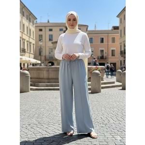 Tencel Geniş Paça Pantolon 34208 - Mavi - L
