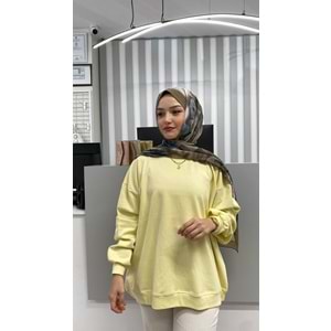 Bisiklet Yaka Salaş Sweat 26172 - Sarı - TEK BEDEN
