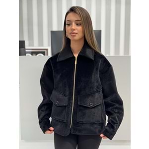 Verev Kesikli Fermuarlı Shacket 3714 - Siyah - M-L - AZRA06841-55479