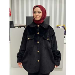 Cep ve Düğme Detaylı Shacket 35851 - Siyah - TEK BEDEN - AZRA06850-55514