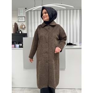 Peluş Uzun Kaban 0035859 - Kahve Rengi - TEK BEDEN - AZRA07045-56586