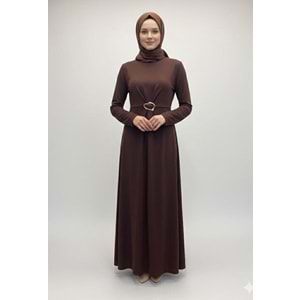 Tokalı Elbise 1144 - Acı Kahve - S-M - AZRA07221-57593