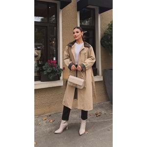 Yakası Taşlı Kap 140212 - Bej - TEK BEDEN - AZRA07334-Bej-TEK BEDEN
