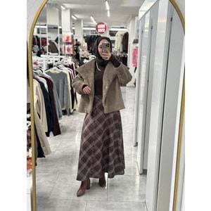 Peluş Mont Kürk 9623 - Vizon - TEK BEDEN - AZRA07347-Vizon-TEK BEDEN