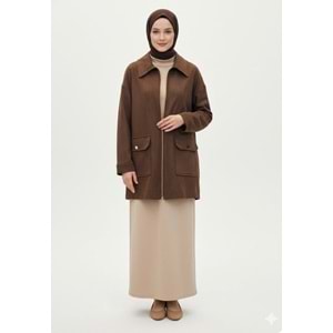 Torba Cepli Ceket 36546 - Acı Kahve - TEK BEDEN - AZRA07382-Acı Kahve-TEK BEDEN