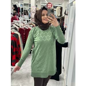 Baklavalı Merserize Tunik 3288 - Mint Yeşili - TEK BEDEN