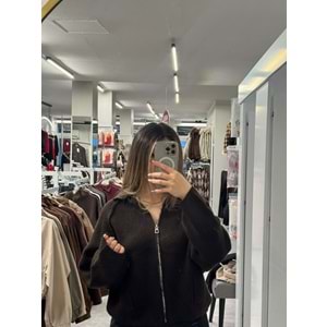 Fermuarlı Bogie Ceket 2381 - Acı Kahve - TEK BEDEN - AZRA07505-59282