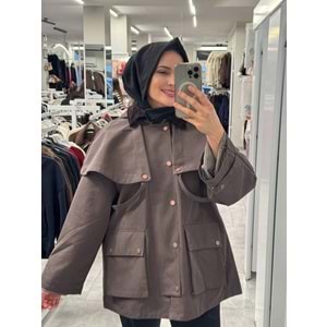 Pelerinli Kaban 250630 - Kahve Rengi - L