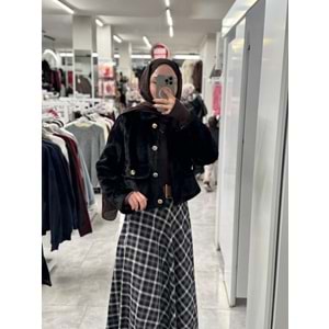 Cepli Kürk Ceket 1005146 - Siyah - XL - AZRA07606-59761