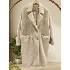 Gold Düğmeli Oversize Kaban 36089 - Bej - TEK BEDEN - AZRA07611-59783
