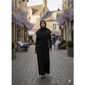 Yelekli Taşlı Elbise 7266 - Siyah - 40 - AZRA07694-60121