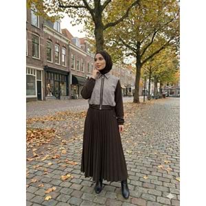 Ceketli Etekli Takım 8185 - Acı Kahve - S-M