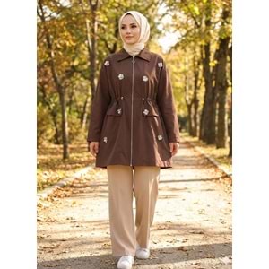 Çiçekli Kap 140237 - Acı Kahve - 40