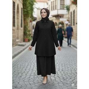Belden Bağlamalı Modal Kumaş Gömlek 26742 - Siyah - S