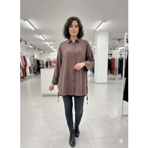 Belden Bağlamalı Modal Kumaş Gömlek 26742 - Haki - L