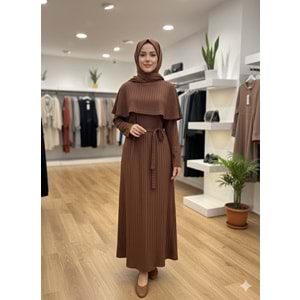 Pelerinli Elbise 1124 - Kiremit - S