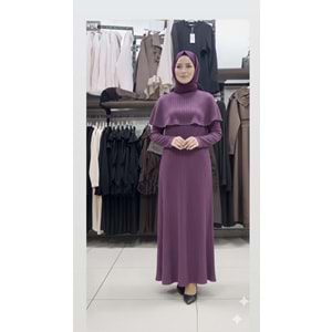 Pelerinli Elbise 1124 - Mor - L