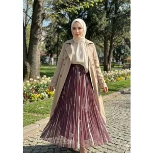 Parçalı Şifon Etek 3369 - Acı Kahve - S