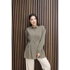 Ön Arka Pile Detaylı Modal Kumaş Gömlek 26773 - Kum - XL - AZRA07790-60885