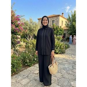 Taşlı Aksesuar Görünümlü Gömlek 26791 - Siyah - S