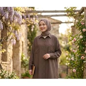 Cep Nakışlı Gömlek 26796 - Acı Kahve - M