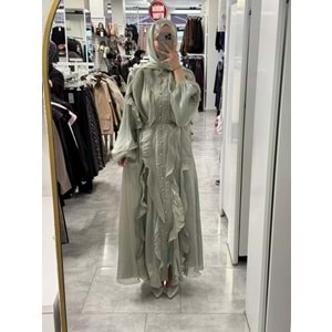 Janjan Fırfırlı Elbise 5748 - Mint Yeşili - TEK BEDEN