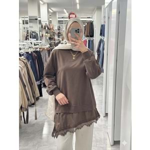 Eteği Fistolu Tunik 10766 - Acı Kahve - S-M