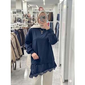 Eteği Fistolu Tunik 10766 - Lacivert - S-M