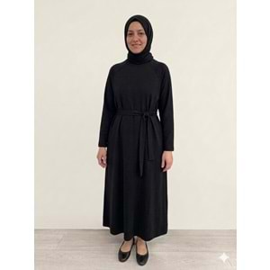 Beli Kuşaklı Oysho Elbise 12671 - Siyah - TEK BEDEN