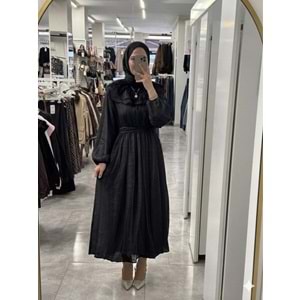 Bebe Yaka Elbise 32488 - Siyah - S-M