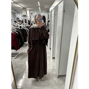 Pelerinli Elbise 26902 - Acı Kahve - S