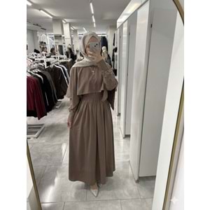 Pelerinli Elbise 26902 - Bej - L