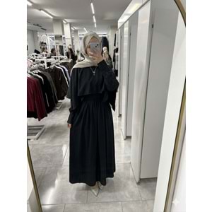 Pelerinli Elbise 26902 - Siyah - L