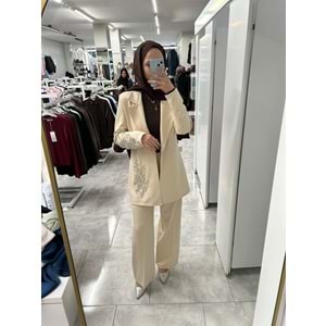 Taşlı Ceketli Takım 1318 - Bej - 40