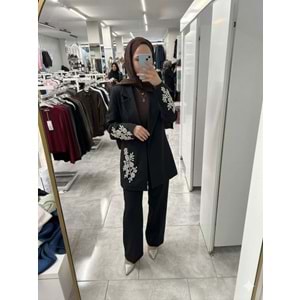 Taşlı Ceketli Takım 1318 - Siyah - 40