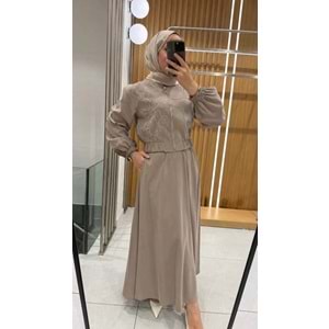 Taşlı Etekli Takım 8631 - Vizon - L