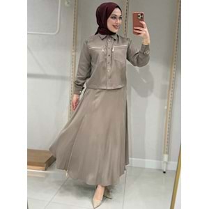 Gold Zincirli Etekli Takım 1512 - Vizon - L