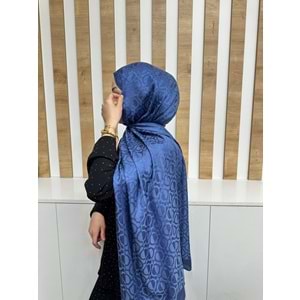 Oval Desenli Aerobin Şal 1112 - Mavi - TEK BEDEN