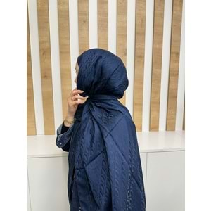 V Desenli Şal 1637 - Lacivert - TEK BEDEN - AZRA08233-64308