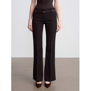 Kemerli Düz Kesim Pantolon 72677 - Kahve Rengi - 40