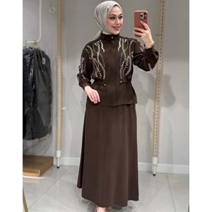 Boncuk İşlemeli Etekli Takım 1492 - Acı Kahve - S-M