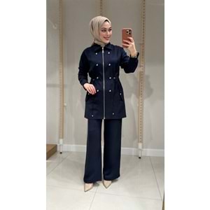Gümüş Düğme Detaylı Takım 1515 - Lacivert - S-M