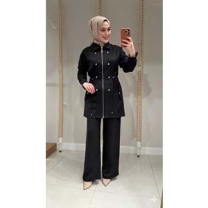 Gümüş Düğme Detaylı Takım 1515 - Siyah - S-M