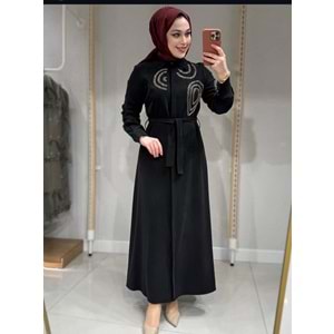 Boncuk İşlemeli Elbise 1502 - Siyah - S-M