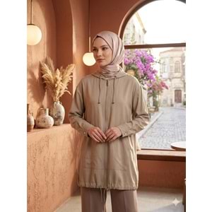 Kapşonlu Bomber Ceket 10972 - Bej - L-XL