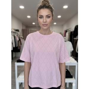 Taşlı Oysho Tişört 26771 - Pembe - L
