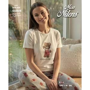 Kısa Kollu Pamuklu Pijama Takımı 1400 - Mavi - L - AZRA08336-65411