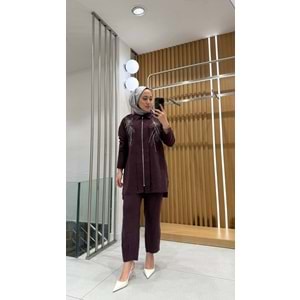 Zincir Detaylı Takım 8635 - Bordo - S-M