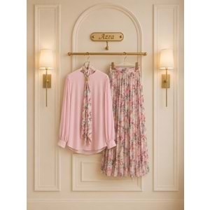 Şifon Etekli Takım 120463 - Pembe - 40