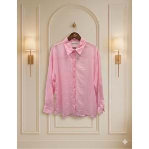 Kolları Bağlamlı Gömlek 26944 - Pembe - L